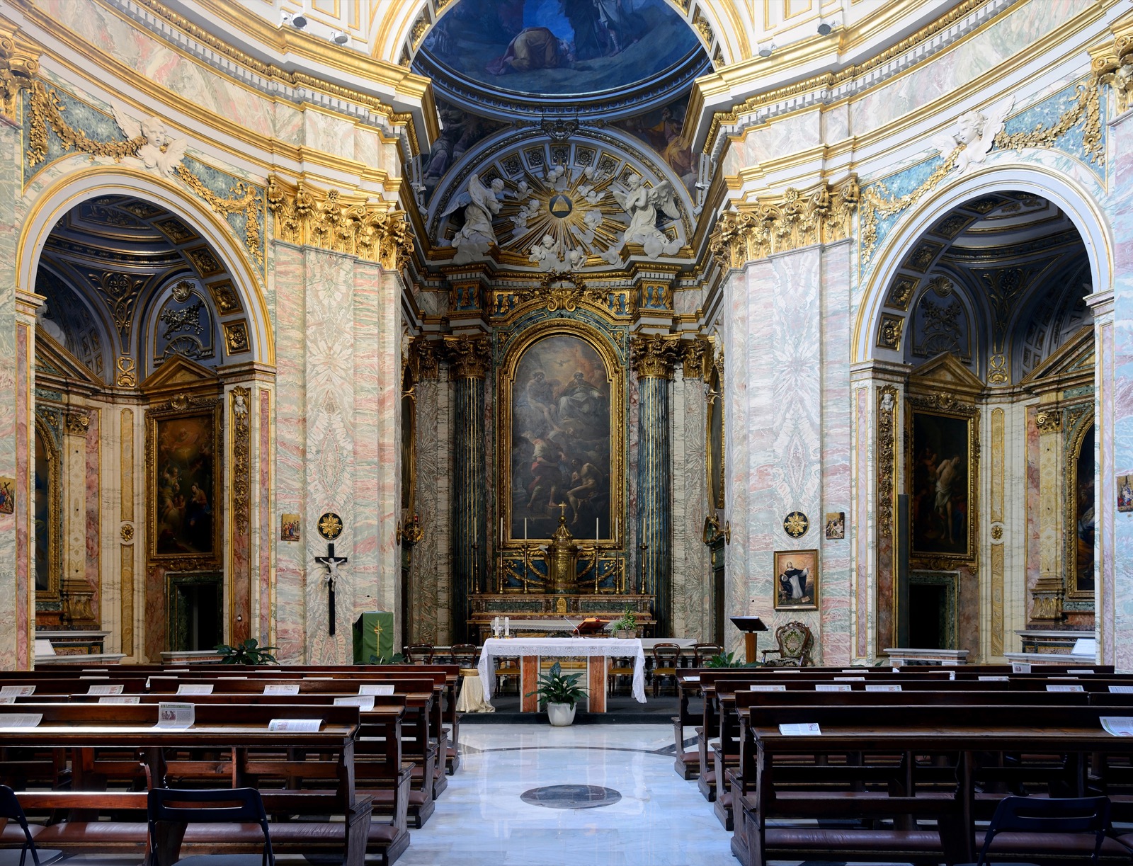 Interior of Santissima Trinità degli Spagnoli, the Trinitarian church in Rome